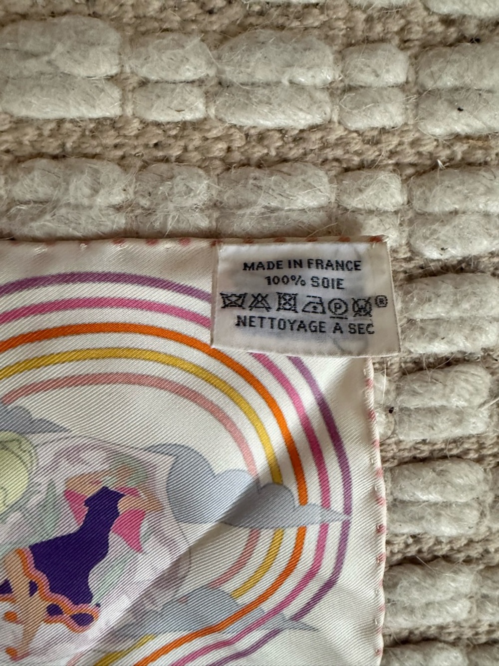 Hermes Multicolor Silk Scarf with Purple, Pink and Orange Motifs - Picture 4 of 4